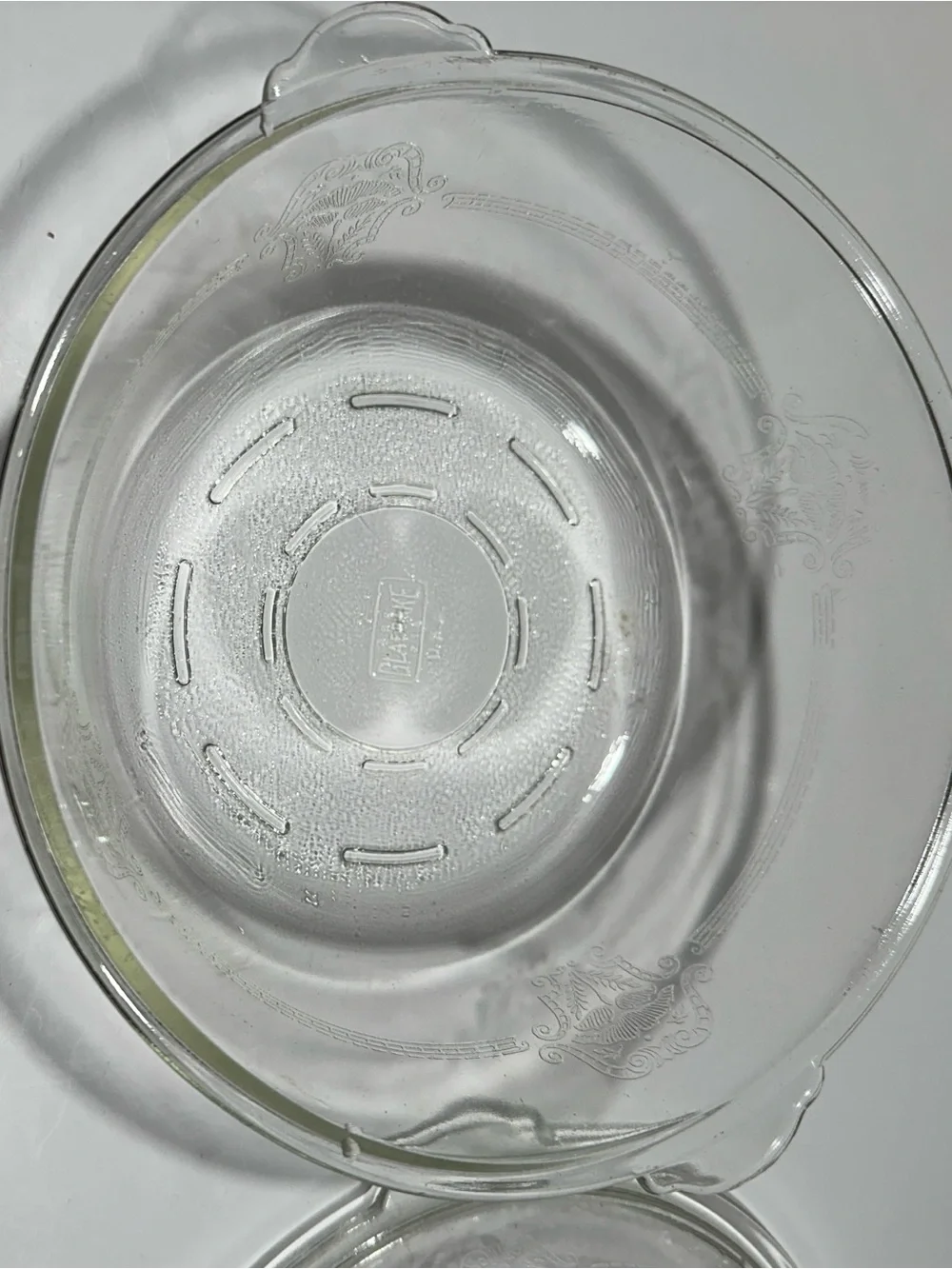 Vintage Glasbake 506 Filigree Etched Clear Glass Covered Casserole Dish